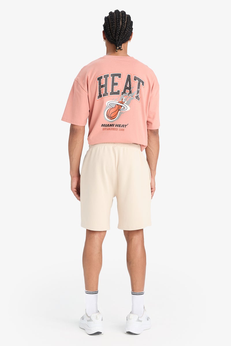 DeFacto Beige Man DeFactoFit NBA Miami Heat Standard Fit Waffle Shorts Casual - Image 5